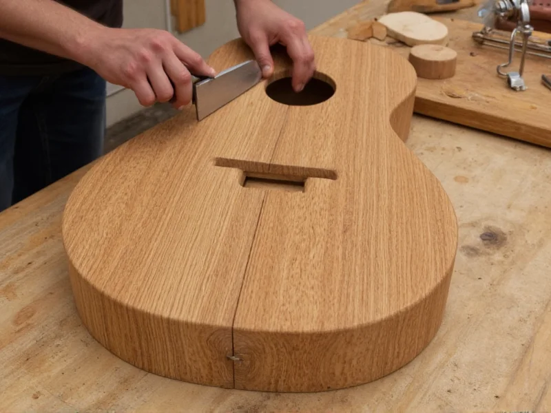Hand planing guitar body from reclaimed oak wood