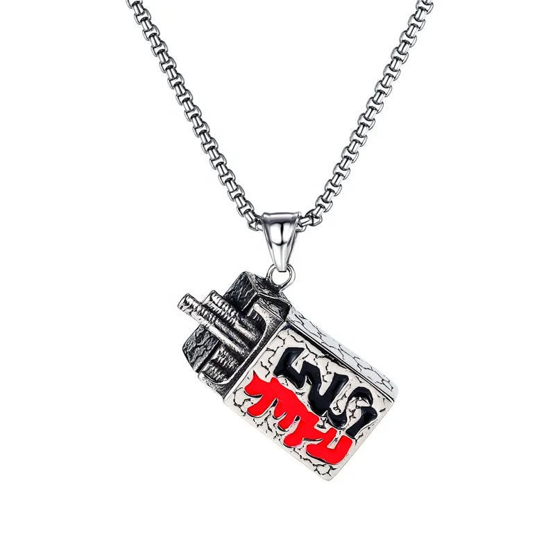 

dainty sublimation Chinese shan e Cigarette box pendant necklace stainless steel jewelry necklace