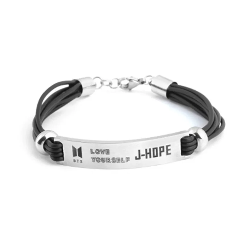 

Custom Logo K-POP Bangtan Boys Bulletproof Boy Stainless Steel Leather Bracelets, Customized color