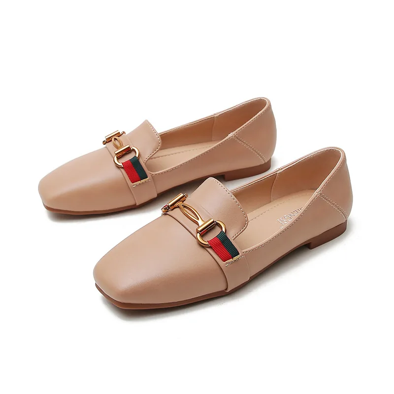 

New style design loafer H letter Women's flat shoes stripe moccasins casual office Belt buckle ladies Flats slip on shoes