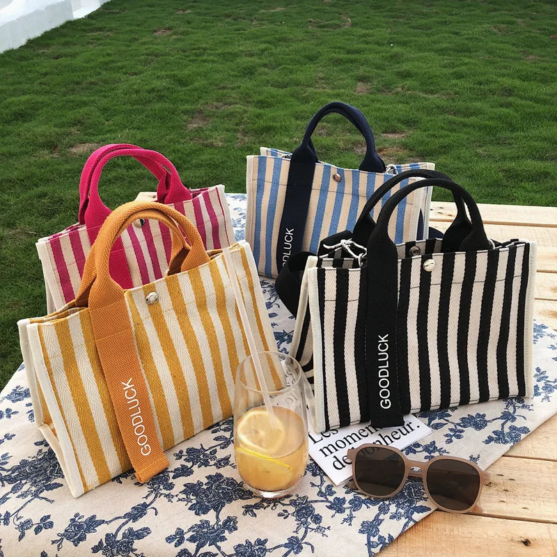 

Tote Cross Body Ins Stripe Canvas New Fashion Hand Bag