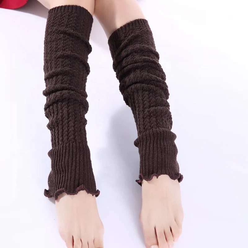 

Women's Warm Leggings Knitted Wool Ruffled Socks Fashion Anti-friction Knee Pads Leg Warmers
