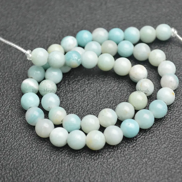 

2mm Big Hole Natural Blue Amazonite Stone Round Beads 6mm 8mm 10mm 12mm Professional Beads supplier