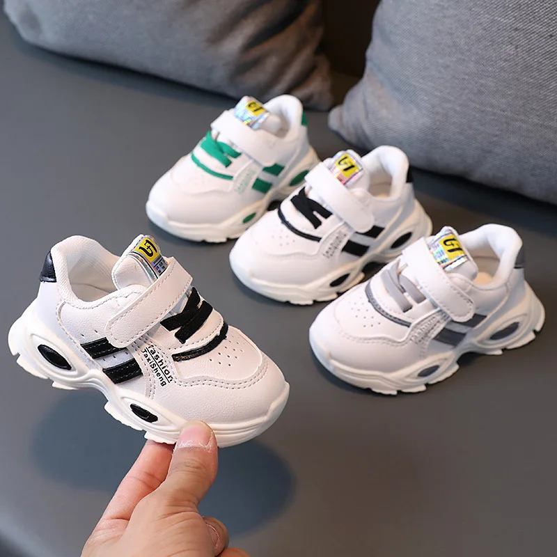 

2022 Autumn New Boys' Leather Soft Sole Shock-absorbing Sneakers 1 Toddler Girls Comfortable Casual Trendy Shoes