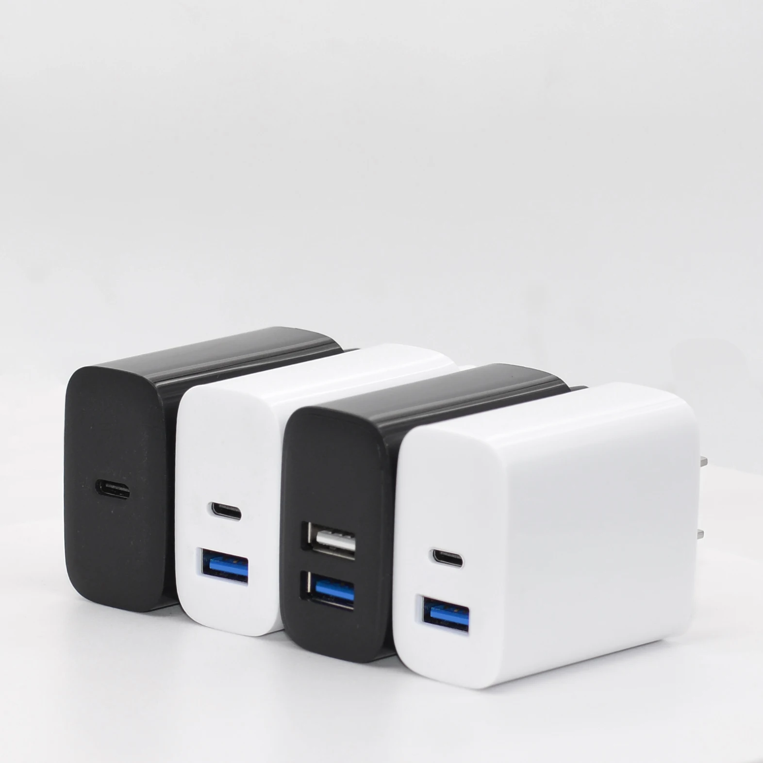 

ready to ship type c PD 18W + QC3.0 usb fast charging wall charger for iPhone smart phone power adapter paper box packing, White / black