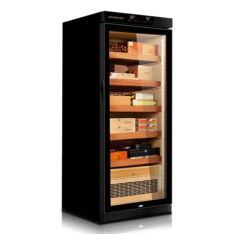 

Factory Direct Offer Premium Wooden Precise thermostatic electric Cigar cabinet humidor, Champagne gold / black / oak wood brown / rose wood red