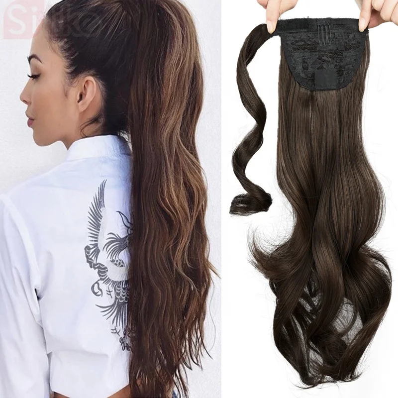 

Natural Wave Pony Tail silike Hair 20" Long Wavy Wrap Around synthetic hair extension clip in Heat Resistant Synthetic, Pic showed