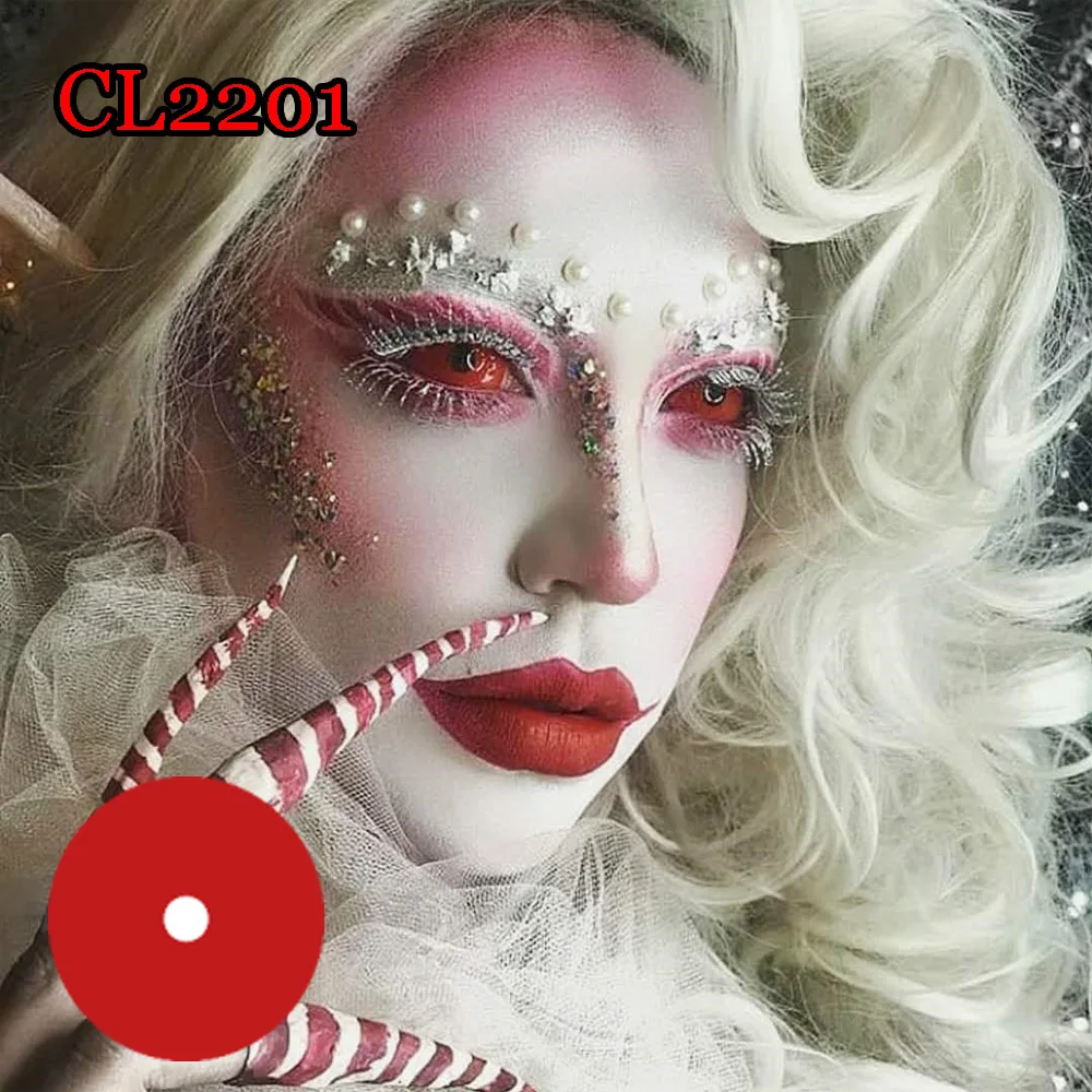 

Halloween Contact Lenses Cosplay Crazy Contact lenses 22mm Sclera Contacts for Fashion CL2201 zombie red Full Eyes