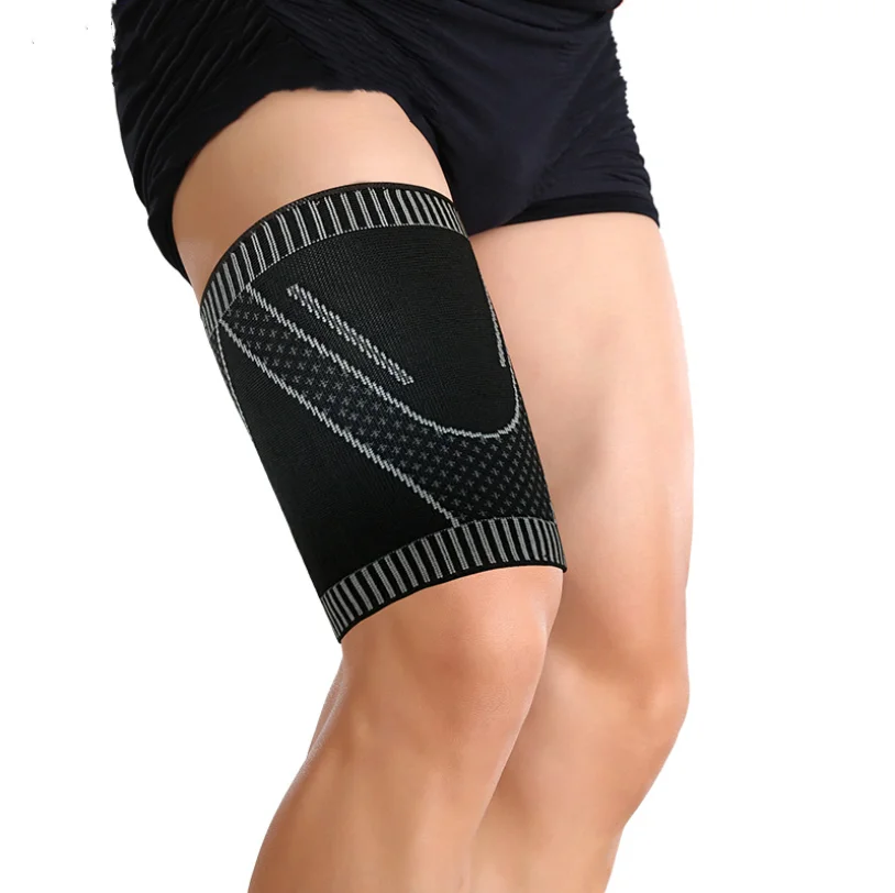 

Outdoor Exercising Unisex Stretchy Brace Thigh Sports Support Protector, Black+ green