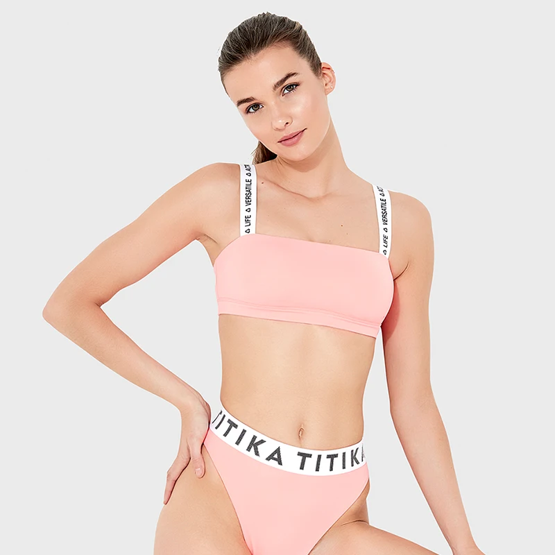

TITIKA Cheap Fashion Private Label Women Crop Top Fitness Backless Gym Yoga Unique Sport Bra, Pink