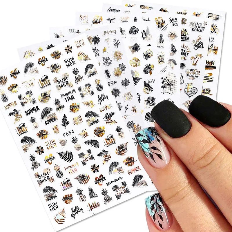 

3D Nail Stickers With Colorful Designs Leaf Decoration Stickers For Nail Art Of Different Shapes With 3 Colors Nail Tool