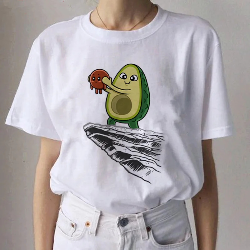 

Cartoon Popular Top T-shirt Women's Loose Avocado Printed Top