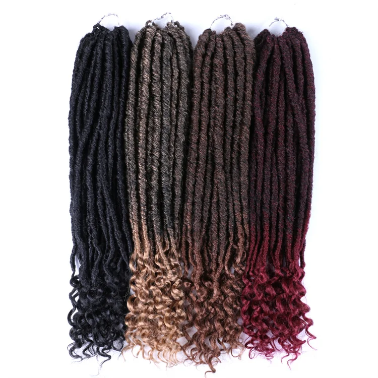

20 Inches Faux Goddess Locs Extensions Synthetic Braids Ombre Hair Wigs, 1b# 4# t/27# t/30# t/bug#