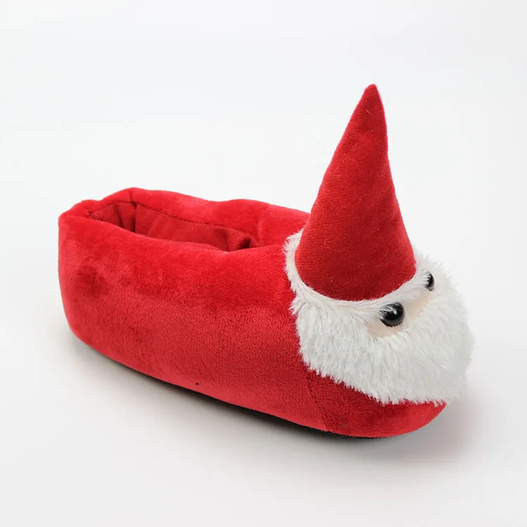 
Wholesale OEM light weight lovely Santa Claus pattern Christmas red childrens plush slippers indoor kids 