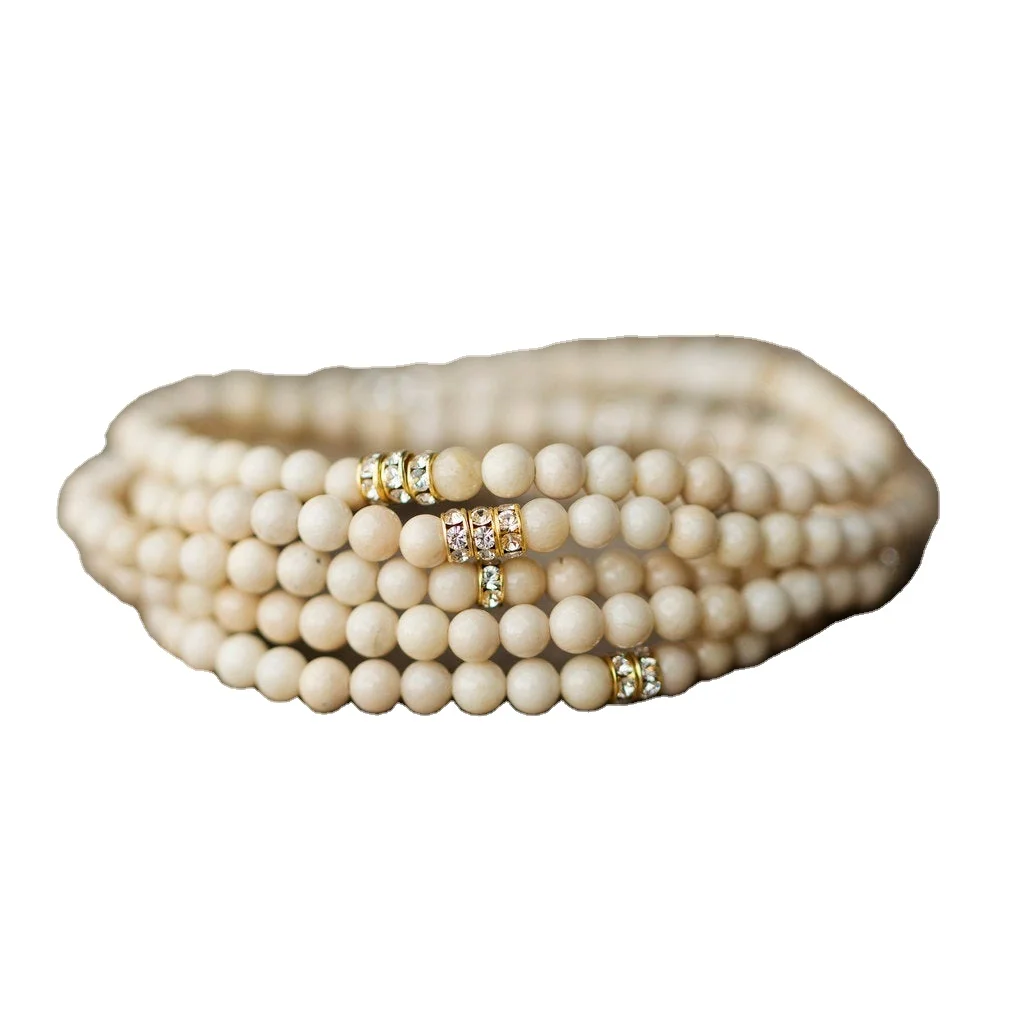 

BM32882 Beaded Wrap Bracelet Boho Rhinestone Jewelry Inspirational Bracelet Boho Bridal Jewelry White Bead Stacking Bracelets