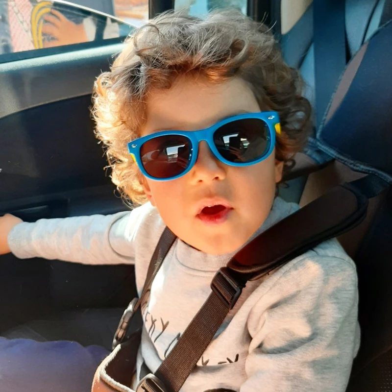 

2022 New Kids Colorful Sunglasses Polarized Rubber Flexible Cute Pink Red Baby Cartoon Sun glasses Boys Girls