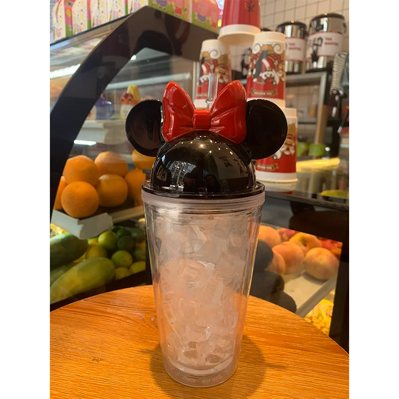 

RTS 16oz Minnie Mouse Ear Tumbler Double Wall Acrylic Plastic Tumbler Cups In Bulk With Lid Straw For Wholesale