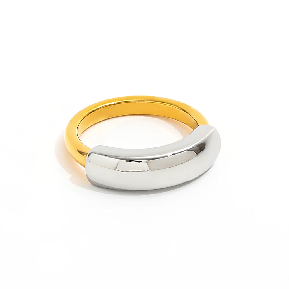 Joolim High End 18K Gold Plated Two-tone Gold & Silver Joint Rings for Women Finger Ring Wholesale