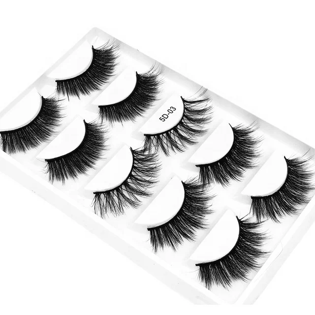 

BEAU FLY High Quality 5D Faux Mink Eyelash Full Strip 5 Pairs False Eyelashes with package, Black