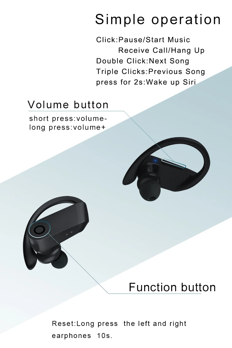 SpoBluetooth Earphones Ear Hook Wireless Charging Headphones Running Earphone for xiaomi Huawei IOS Android - ANKUX.COM