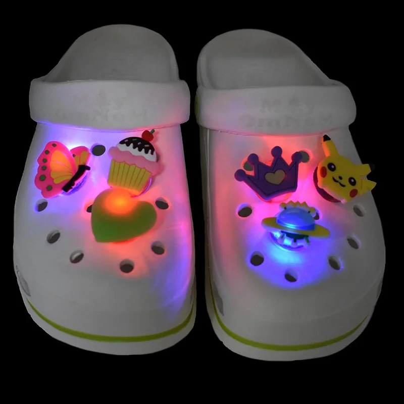 

Stock PVC Rubber Light up Flashing Shoe Charms Accessories Buckles For Clog Shoes, As picture