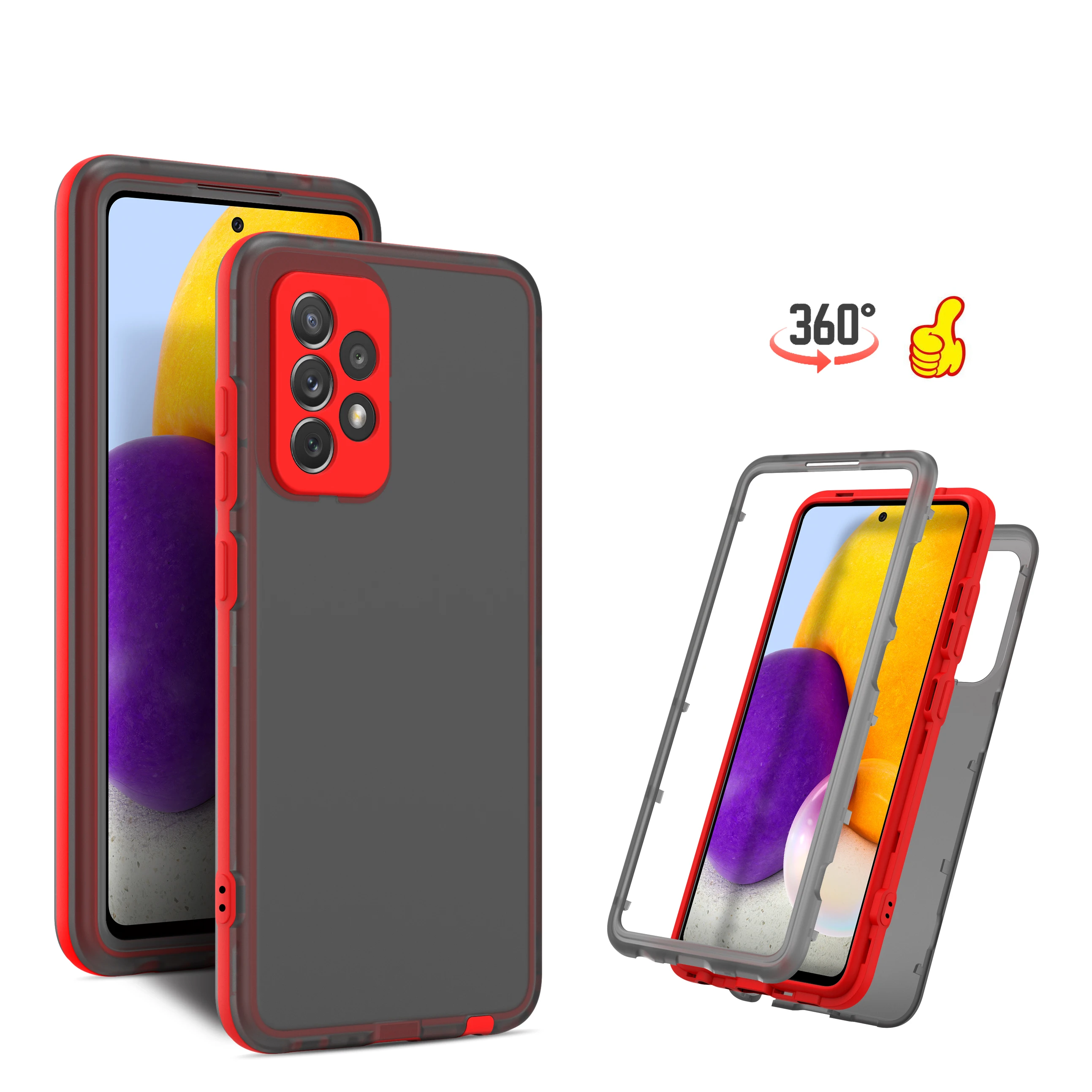 

360 full coverage protective phone case For OPPO A15 A54 A94 F9 pro C21Y A1K F19 pro Realme C20 C11 C21 C25 C12 8 5 X7 Reno 6 6Z, 6colors