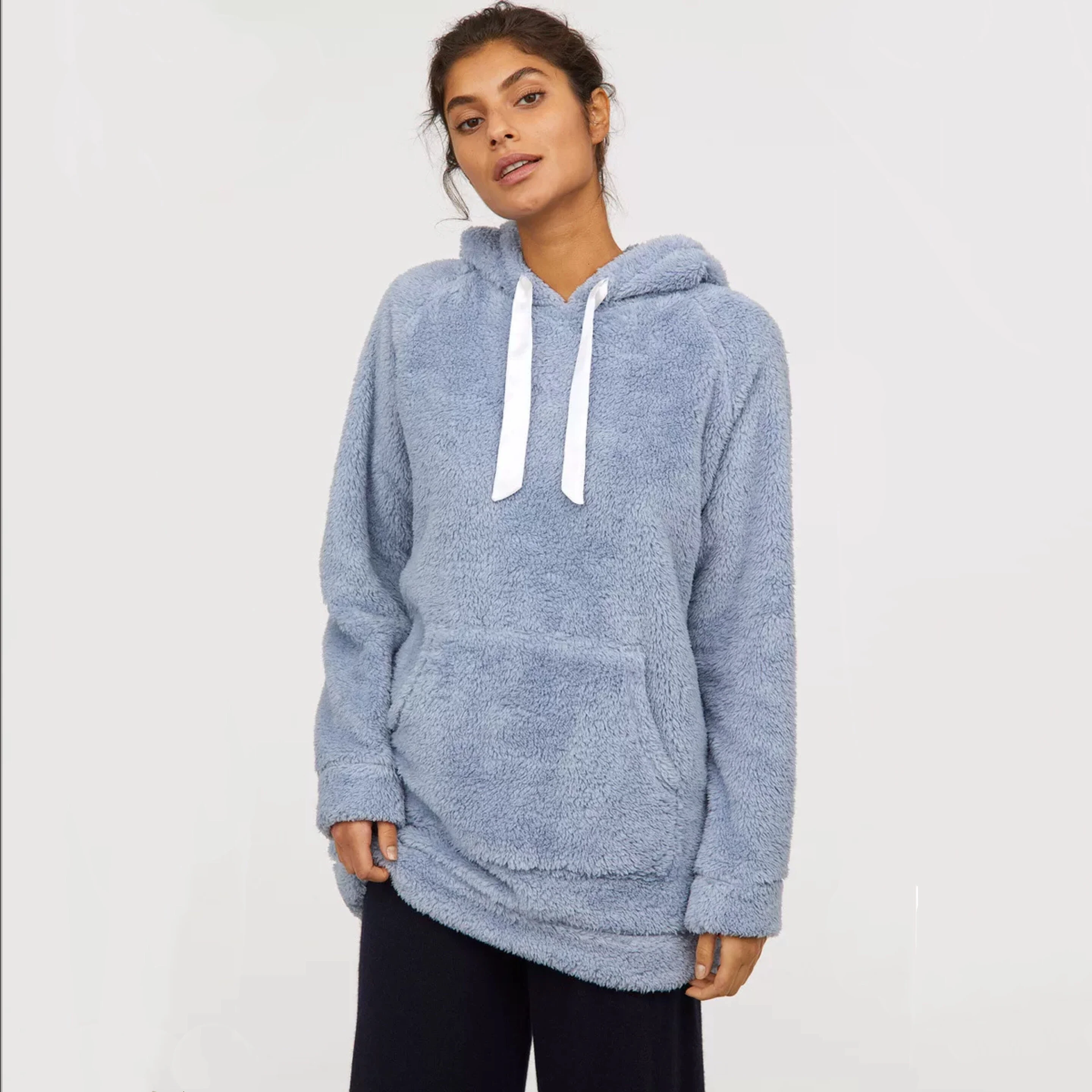 

basic women oversized pullover hoodie warm fleece sherpa hoodie 350 gsm