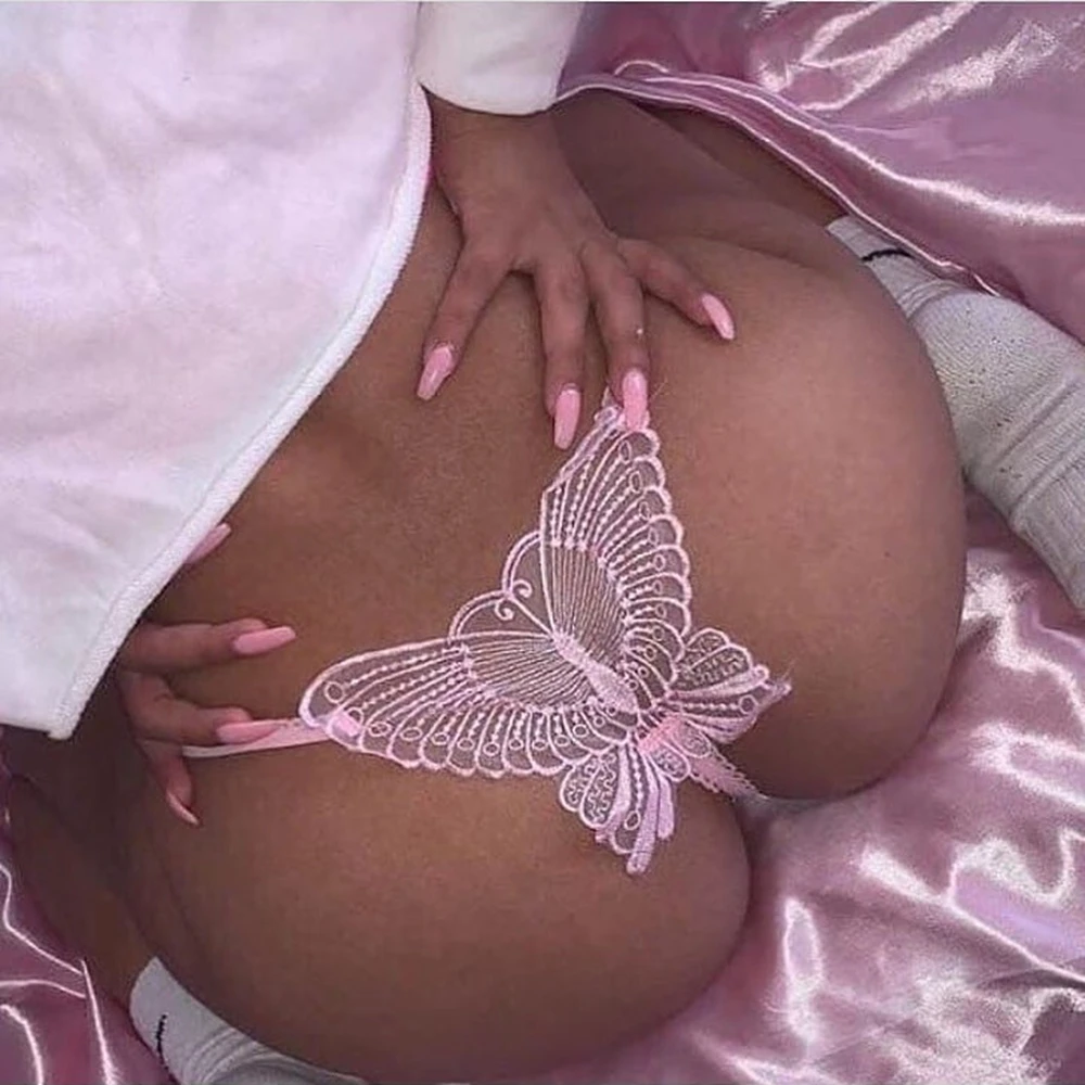 

Sexy Women Lace Hollow Butterfly Shaped Thong Open C Underwear Wholesale