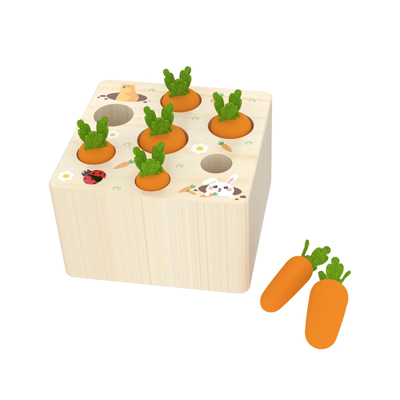 

Matching Toddlers Shape Sorting Pull Out Radish Wooden Children Early Education Insert Carrot Drop Game Montessori Box Toys