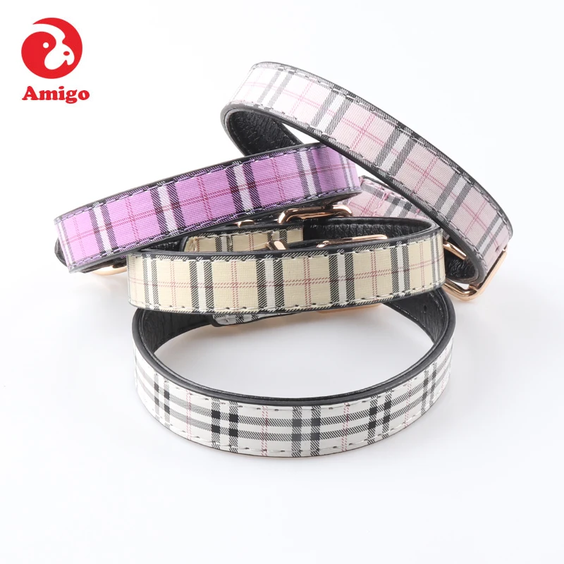

Amigo hot sale amazon wholesale metal buckle sublimation small or medium plain pu leather custom logo pet dog collar, Colorful