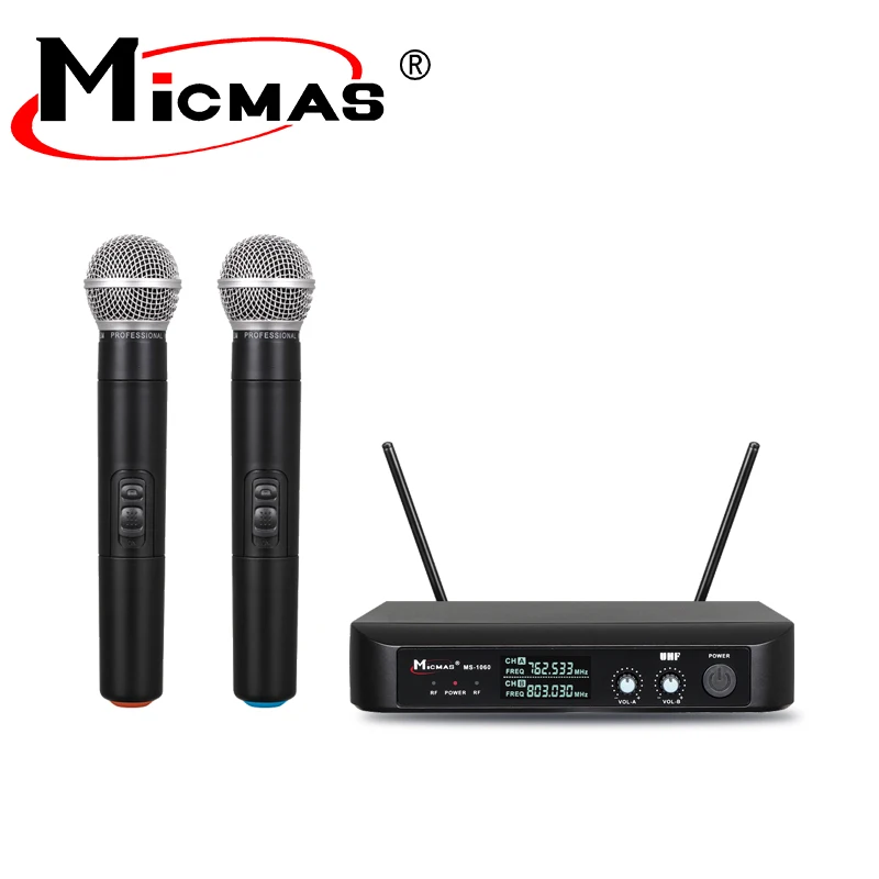 

MS-1060 High Quality Clear Sound UHF Dual Channels Handheld Wireless Microphone System