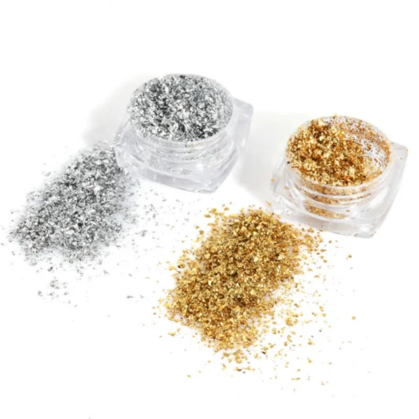 

Queenfingers PGP-63 Professional Salon Painting Design Gold and Silver Nail Pigment Mirror Effect Nail Art Glitter Powder