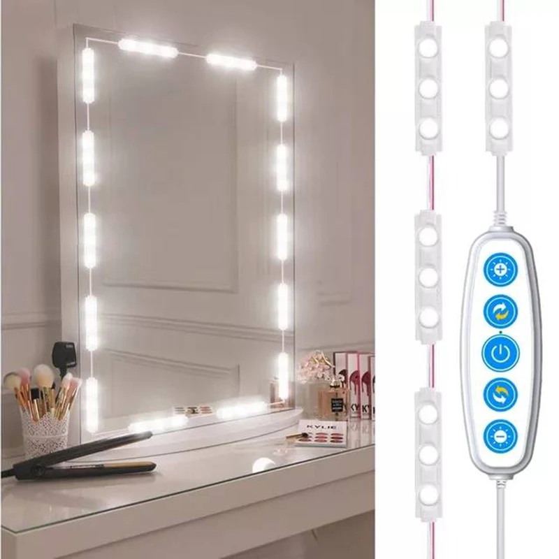 

15 Bars White Makeup Modern USB Vanity Mirror Light Bulbs Kits Vanity LED Bathroom Mirror Light