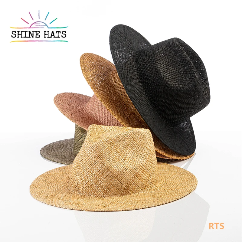 

Shinehats Wholesale Luxury Custom women ladies Natural grass wide brim straw hats fringed structured colorful brim