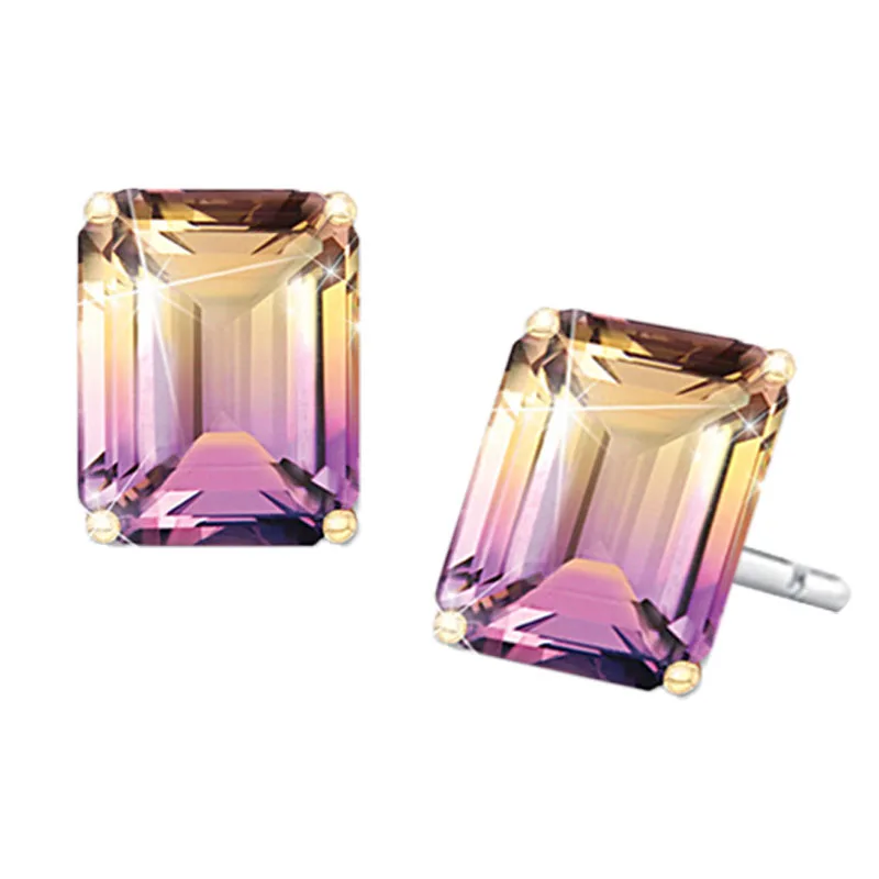 

Wholesale artificial crystal glass colorful square earrings ladies fashion earrings