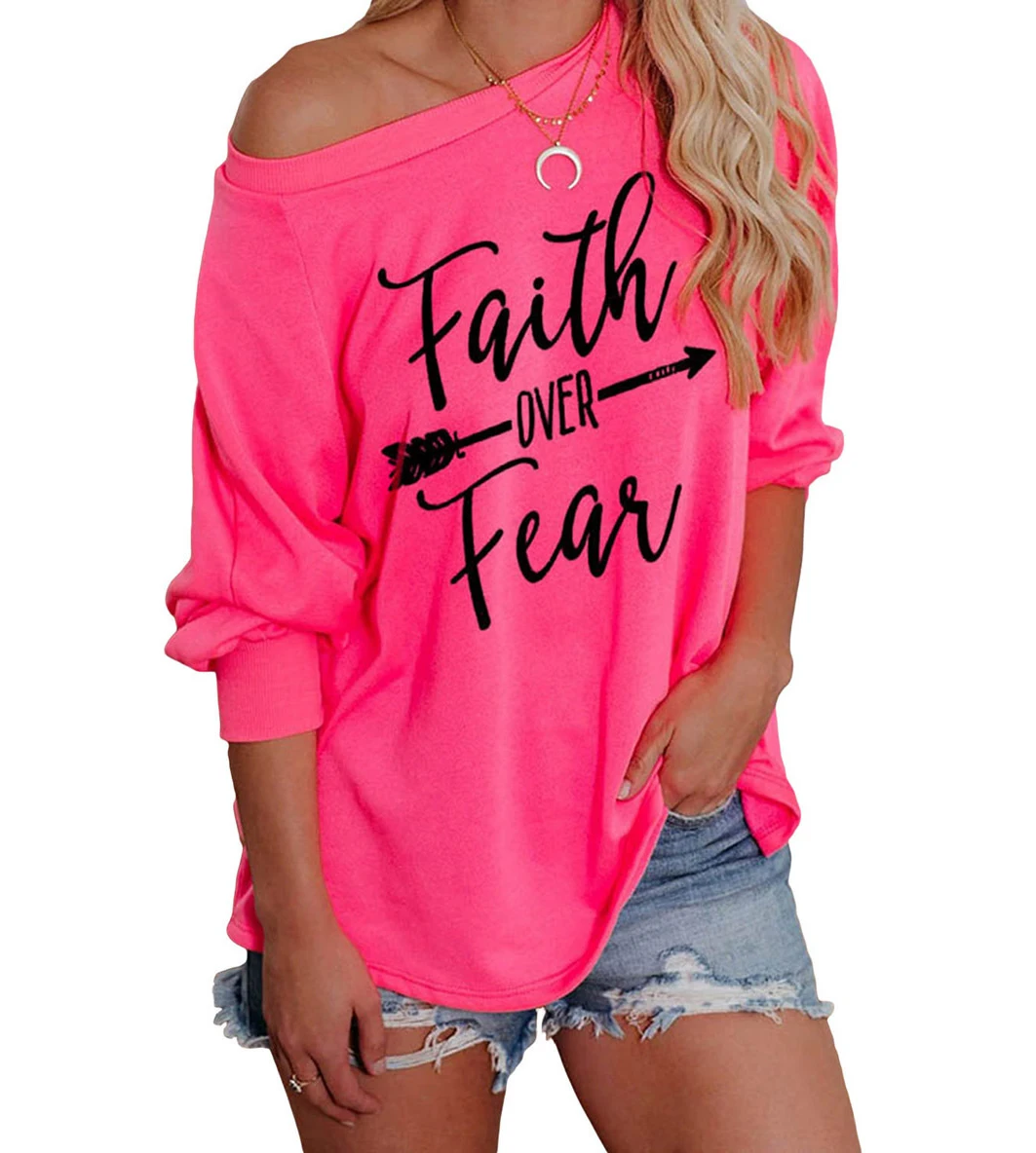 

Faith Hoodie Long Off One Shoulder Sweatshirt Sweater