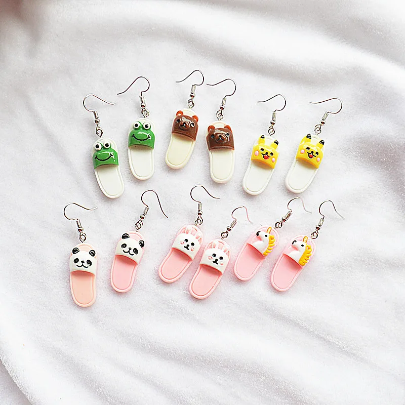 

Exclusive Design Creative Funny Cartoon Flip Flop Earrings Simple Cute Unicorn Panda Rabbit Eardrop Student Children Gifts, As the picture