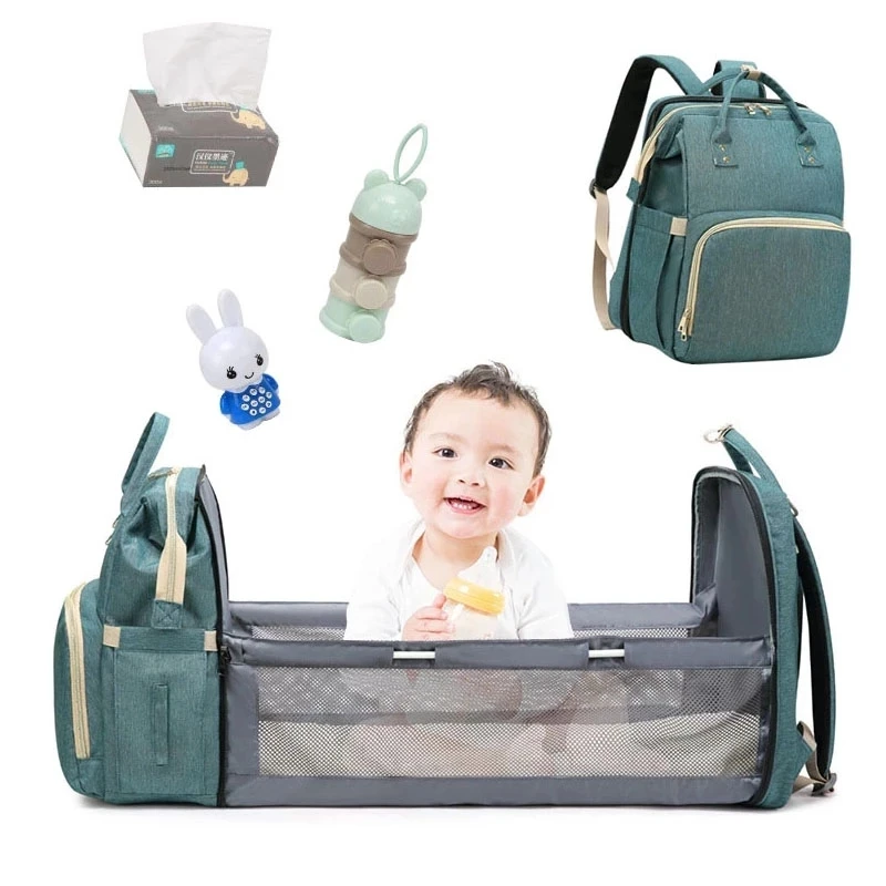 

Wholesale Portable Fast folded and Stretched baby crib backpack bag, Purple, green, grey, blue, dark blue, pink, black