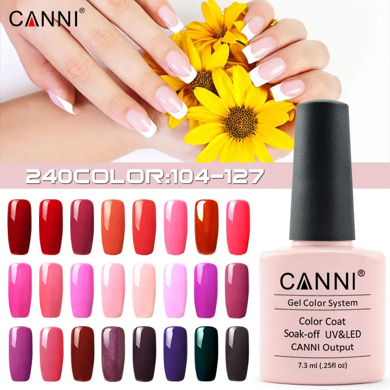 

CANNI 240 Colors Sock Off UV LED Gel Lacquer Nail Art Hot Sale High Pigment Shiny UV Gel Polish