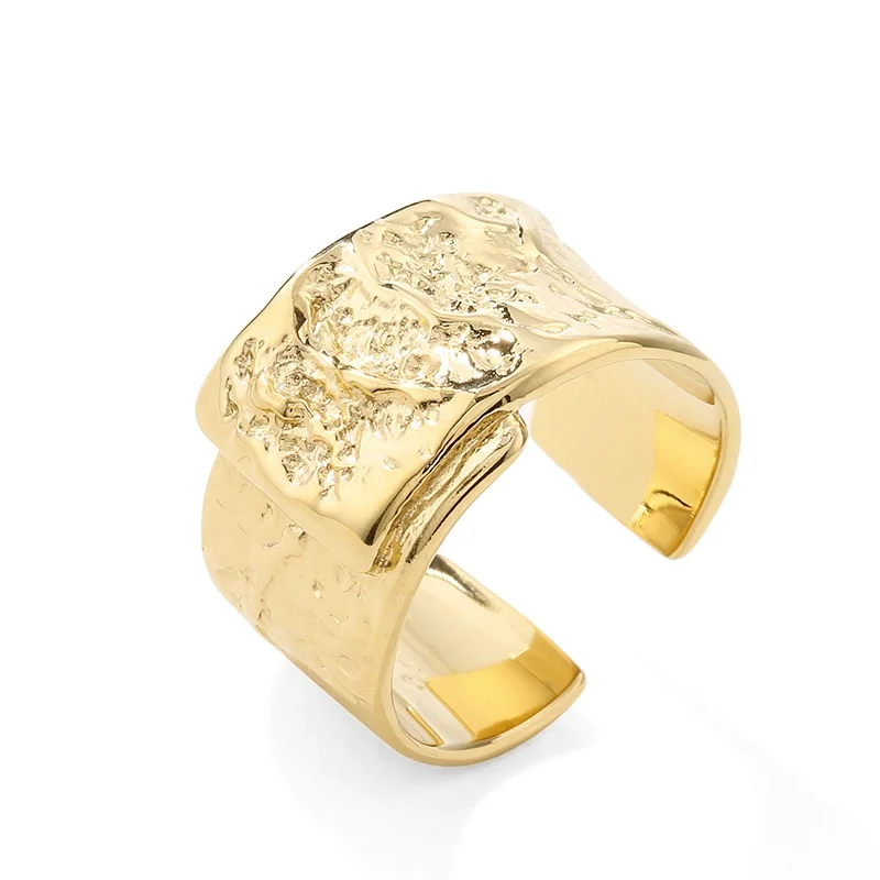 

Best Seller Factory Price Korean Irregular Gold Plated Metal Geometric Ring Minimalist Stainless Steel Jewelry For Men And Women