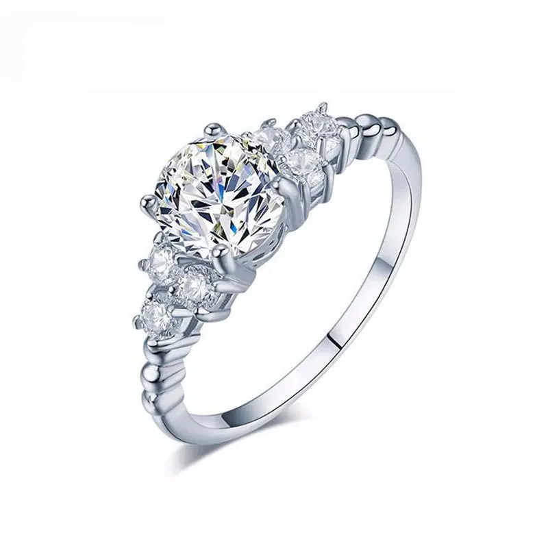 

SKA wholesale 5A grade clear round cubic zirconia 925 silver ring, Picture