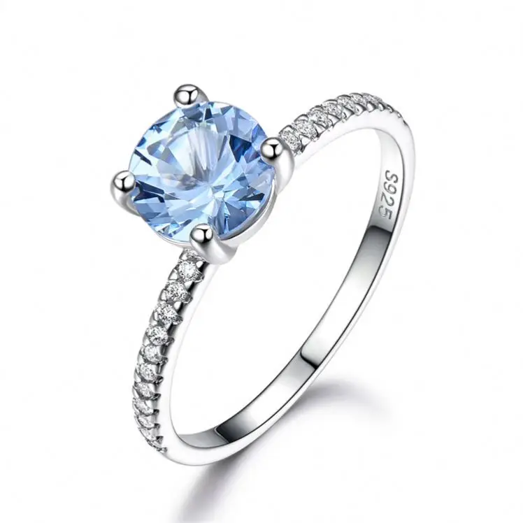 

Cheap Hot Sale Top Quality Trendy Blue Rhinestone Ring Crystal Wedding Ring For Women sterling silver jewellery