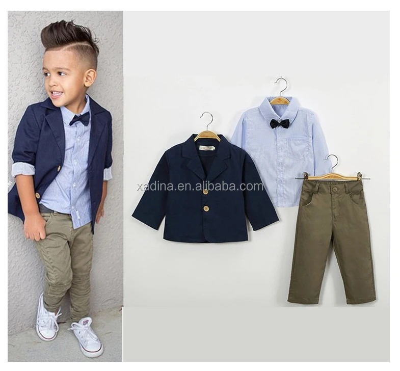 Dinlong 3PCS Baby Boy Gentleman Clothes Long Sleeve Jacket Shirt Pant Outfit Set Dinlong 3PCS Baby Boy Gentleman Clothes Long Sleeve Jacket Shirt Pant Outfit Set