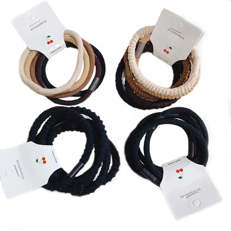 5 pcs/set Fashion Hair Ties Simple Thin Hair Elastics 5.5cm in Diameter 12 Styles Available Hair Bands