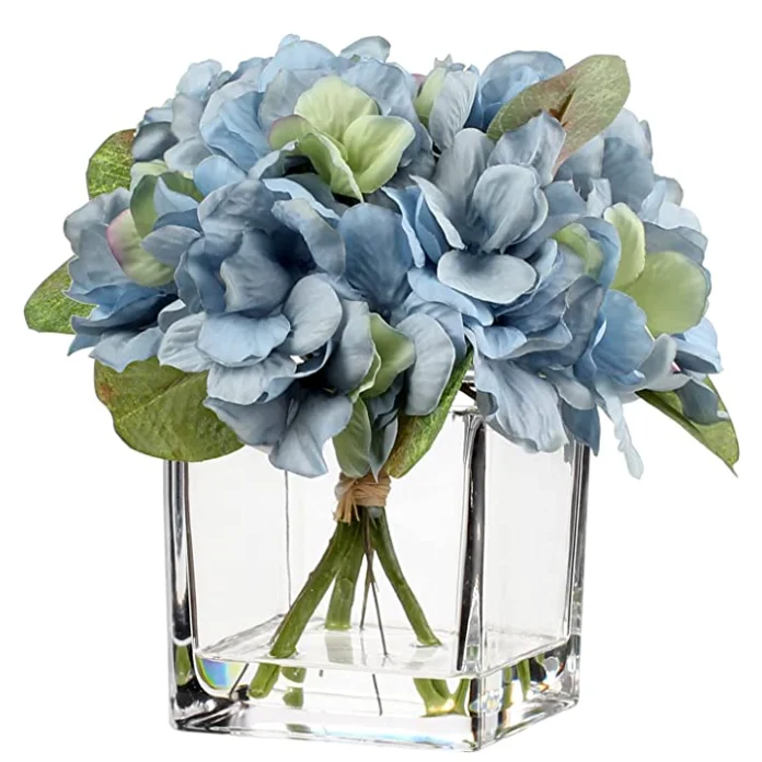 

Home Office Decor Faux Silk Big Leaf Latex Hydrangea Bouquet Artificial Hydrangea Preserved Flower, Custom color