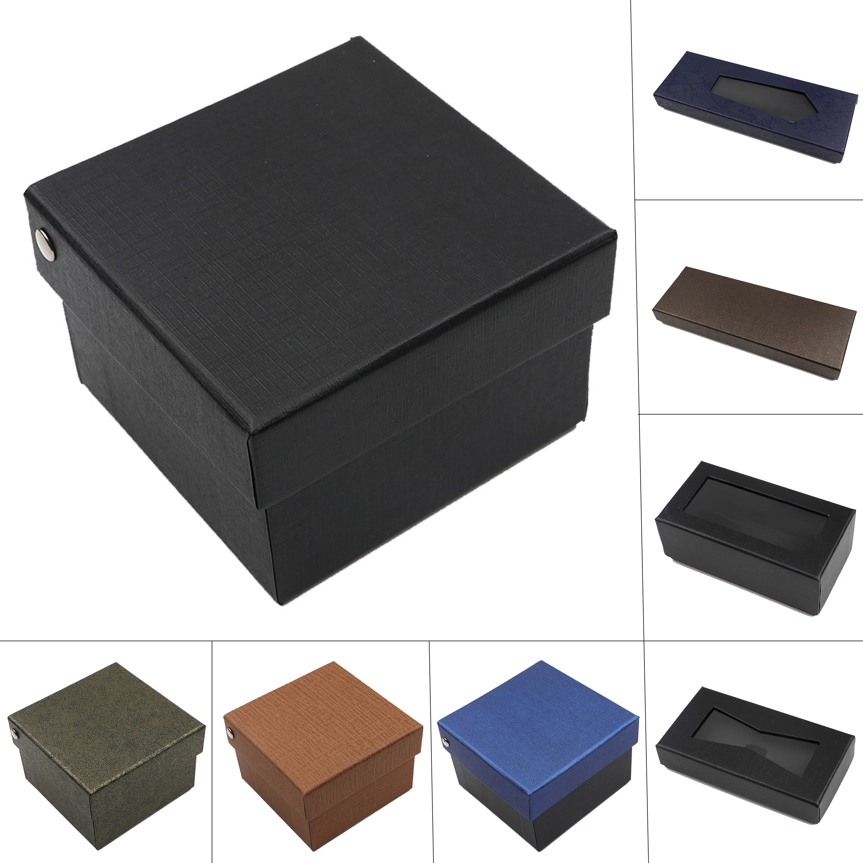 Classic Paper Boxes Bow Tie Handkie Gift Box Real Paper Vintage Suspenders Set Box for Ties