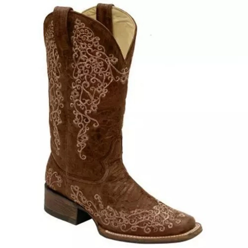 

Women's Western Cowgirl Cowboy Boots Wide Calf Pointed Toe Embroidered