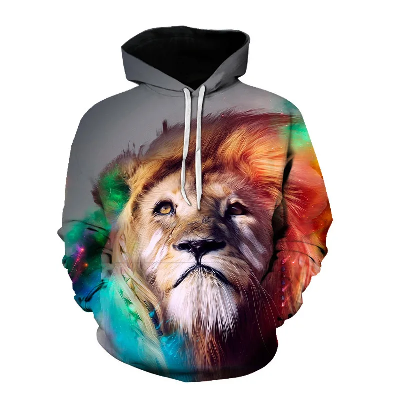 Custom Wholesale Dropped Shoulders Animal 3D Digital Print Men's Hoodie With Print on Demand Pullover Hoodies & Sweatshirts