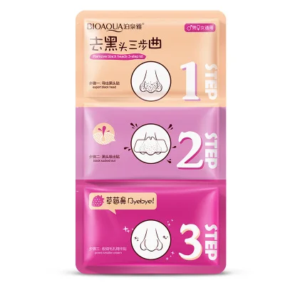

BIOAQUA Blackhead nasal patch nasal mask Three-step nose patch to suck blackheads and shrink pores T zone care cosmetics, 2color