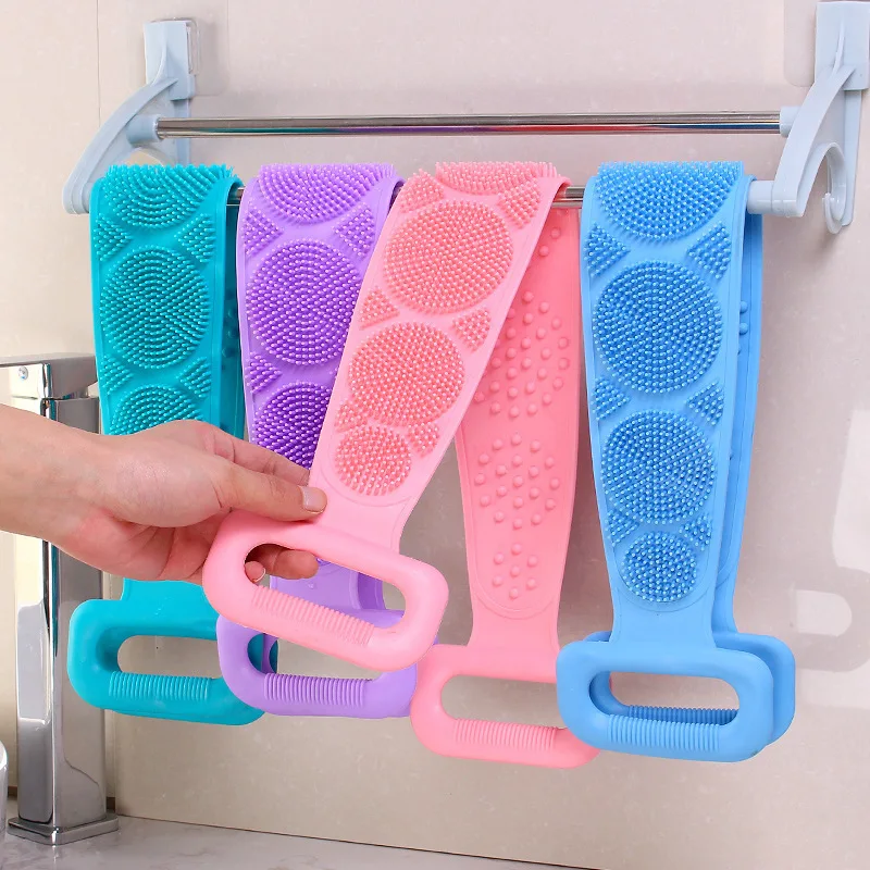 

Hot Products Silicone Bath Body Brush Bath Belt Exfoliating Back Brush Belt Wash Skin Household Clean Shower Brushes